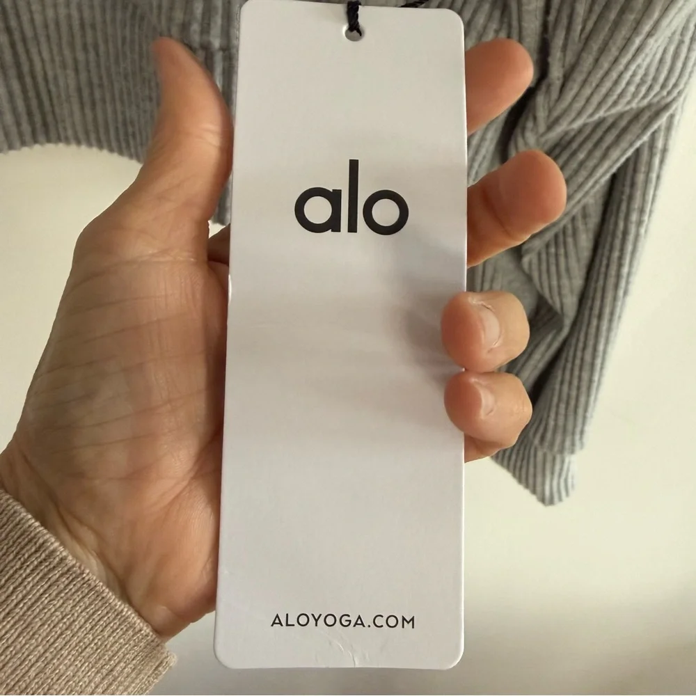 NWT‎ ALO Yoga Muse Hoodie Athletic Heather Grey Ribbed Size XS